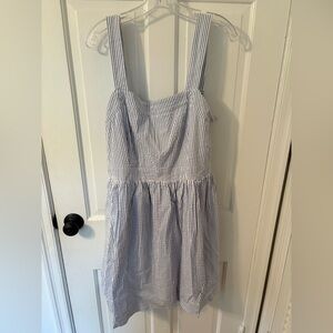 J. Crew Light Blue and White Seersucker Dress